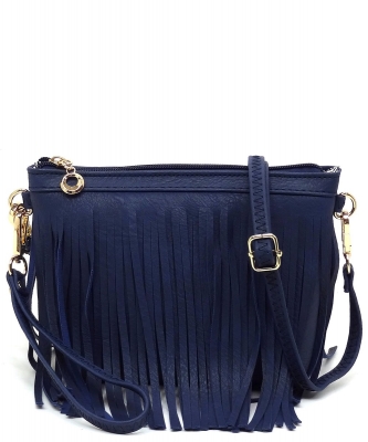 Western Fringe Clutch Cross Body Bag E091 NAVY /